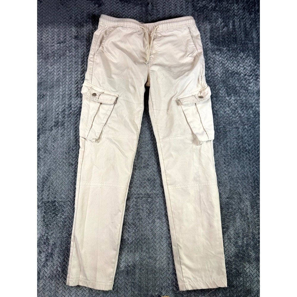 Smoke & Ash Cargo Pants Mens M Beige Mid Rise Pockets Drawstring Straight Leg